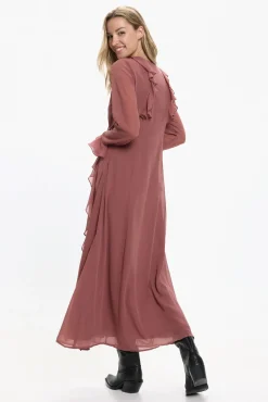 Vero Moda Vestidos-Vestido longo com babados Vermelho