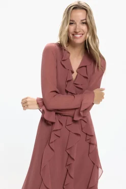 Vero Moda Vestidos-Vestido longo com babados Vermelho