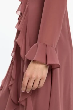 Vero Moda Vestidos-Vestido longo com babados Vermelho