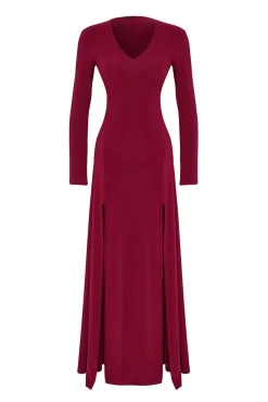 Trendyol Vestidos-Vestido longo com decote em V estampado