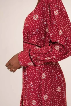 Grace & Mila Vestidos-Vestido longo com decote em V e estampado floral Vermelho