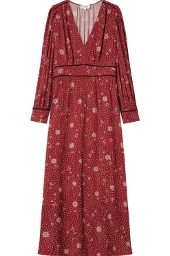 Grace & Mila Vestidos-Vestido longo com decote em V e estampado floral Vermelho