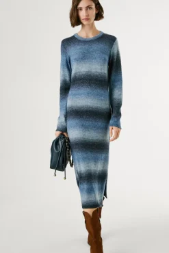 Pepe Jeans Vestidos-Vestido longo com efeito degradê azul