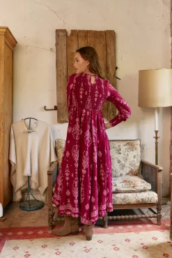 Jaase Vestidos-Vestido longo com estampado de ruibarbo Bella Granada
