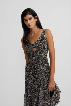 Silbon Vestidos-Vestido longo com estampado animal Azul