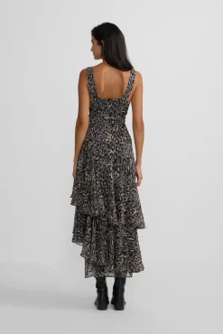 Silbon Vestidos-Vestido longo com estampado animal Azul