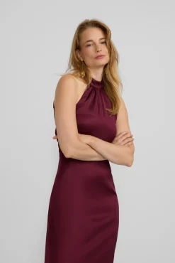 Silbon Vestidos-Vestido longo de capa de cetim Granada