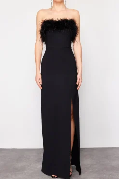 Trendyol Vestidos-Vestido longo de honra até o chão preto