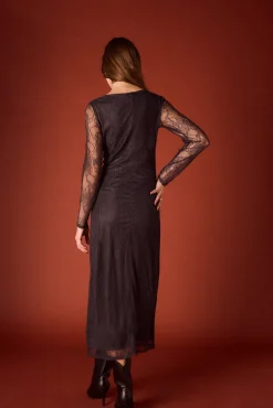 Slowlove Vestidos-Vestido longo de renda Cinzento