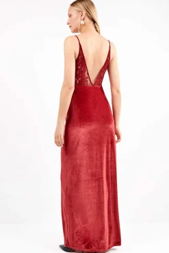 Gisela Vestidos-Vestido longo de veludo com caimento fluido e sofisticado vermelho