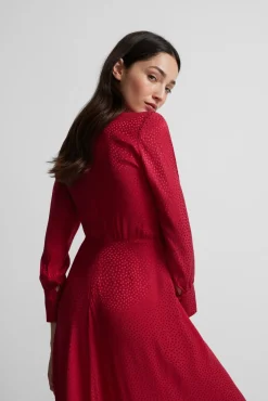Silbon Vestidos-Vestido longo em jacquard com nó Vermelho