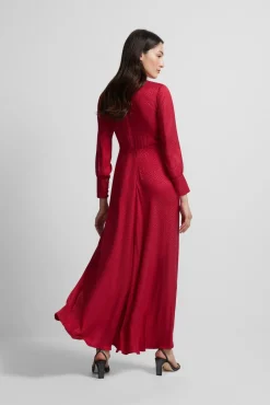 Silbon Vestidos-Vestido longo em jacquard com nó Vermelho