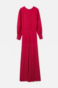 Silbon Vestidos-Vestido longo em jacquard com nó Vermelho