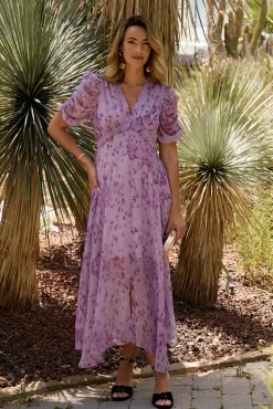 Polín Et Moi Vestidos-Vestido longo estampado Roxo