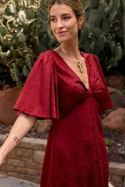 Polín Et Moi Vestidos-Vestido longo estampado Vermelho