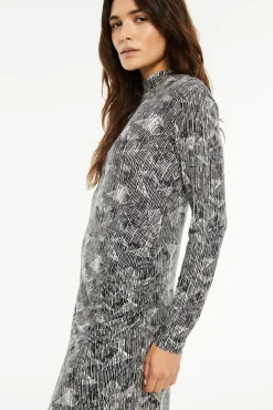 System Action Vestidos-Vestido longo estampado preto