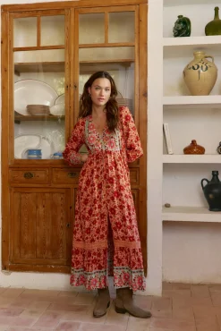 Jaase Vestidos-Vestido longo estampado Arlo da Lilliana Laranja