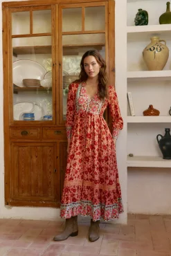 Jaase Vestidos-Vestido longo estampado Arlo da Lilliana Laranja