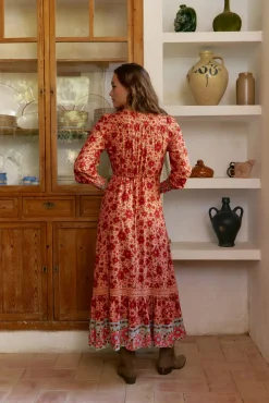 Jaase Vestidos-Vestido longo estampado Arlo da Lilliana Laranja