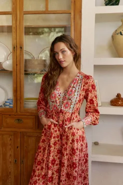 Jaase Vestidos-Vestido longo estampado Arlo da Lilliana Laranja