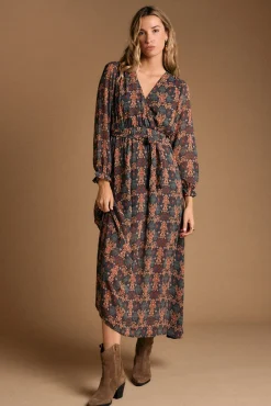 Polín Et Moi Vestidos-Vestido longo estampado esmeralda Multicolorido