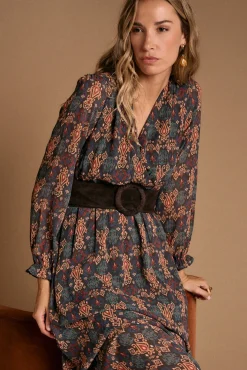 Polín Et Moi Vestidos-Vestido longo estampado esmeralda Multicolorido