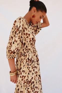 Cortefiel Vestidos-Vestido longo estampado justo Multicolorido