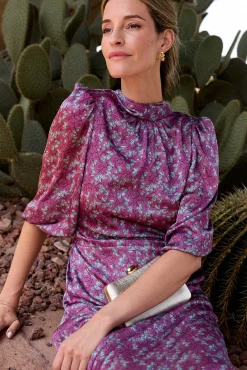 Polín Et Moi Vestidos-Vestido longo estampado MIN Roxo