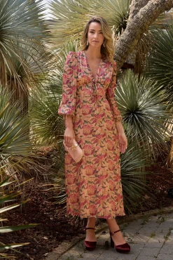 Polín Et Moi Vestidos-Vestido longo floral Tostado