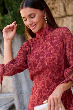 Polín Et Moi Vestidos-Vestido longo floral Vermelho