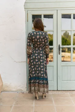 Jaase Vestidos-Vestido longo Sabrina com estampado de monarca Azul