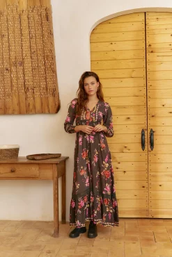 Jaase Vestidos-Vestido longo Sabrina com estampado de monarca Multicolorido