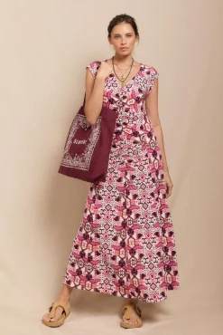 Slowlove Vestidos-Vestido malha estampado franzido Multicolorido