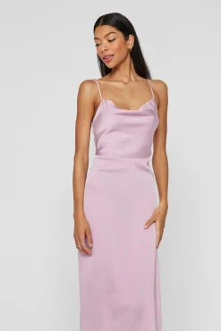Vila Vestidos-Vestido midi acetinado Roxo