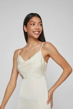 Vila Vestidos|Camisolas-Vestido midi acetinado Tostado