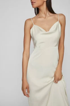 Vila Vestidos|Camisolas-Vestido midi acetinado Tostado