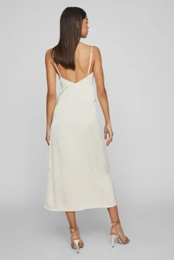 Vila Vestidos|Camisolas-Vestido midi acetinado Tostado