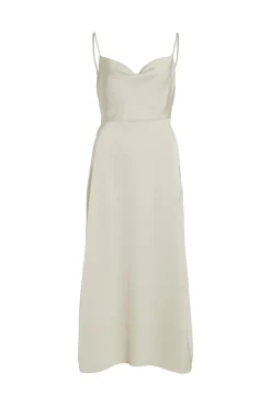 Vila Vestidos|Camisolas-Vestido midi acetinado Tostado