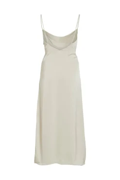 Vila Vestidos|Camisolas-Vestido midi acetinado Tostado