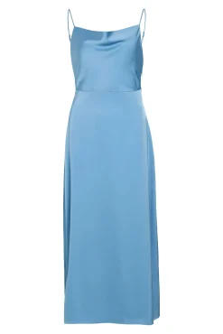 Vila Vestidos-Vestido midi acetinado Azul