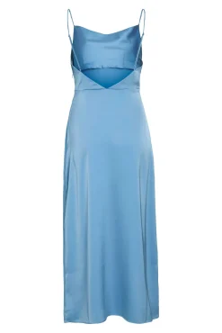 Vila Vestidos-Vestido midi acetinado Azul