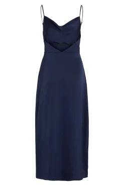 Vila Vestidos|Camisolas-Vestido midi acetinado Azul
