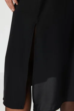 Trendyol Vestidos-Vestido midi com abertura preto