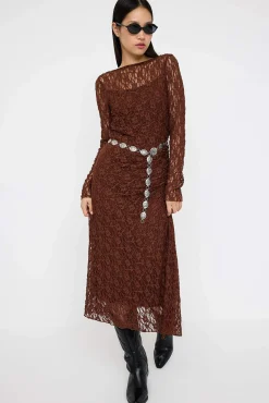 Trendyol Vestidos-Vestido midi com costas abertas cru