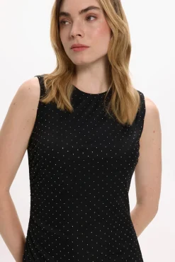 Vila Vestidos-Vestido midi com glitter Preto