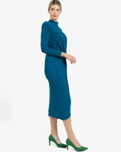 Cuplé Vestidos-Vestido midi com nó frontal Azul