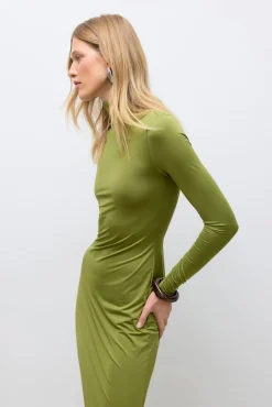 Vero Moda Vestidos-Vestido midi de gola alta Verde