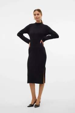 Vero Moda Vestidos-Vestido midi de malha Preto