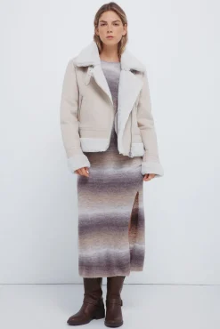 Springfield Vestidos-Vestido midi de malha com tingimento espacial cinzento