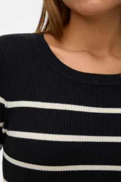 Vero Moda Vestidos-Vestido midi de malha manga Multicolorido